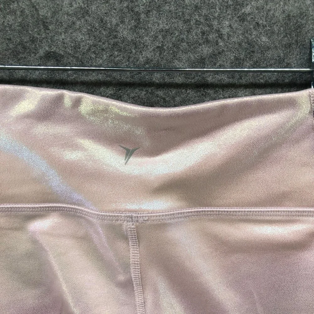 Old Navy Active Girls Size L (10-12)‎ BUNDLE Metallic Pink Leggings T Shirt 2 Pc
